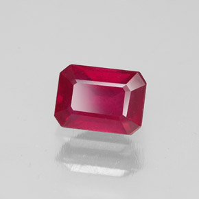 Rubi vermelho natural 1,57ct, corte esmeralda, SI