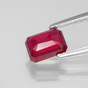 Rubi vermelho natural 1,57ct, corte esmeralda, SI