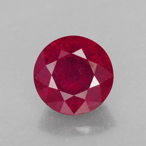 Rubi vermelho natural 2,82ct, corte redondo, SI