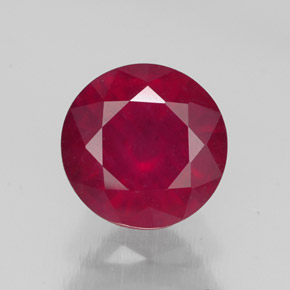 Rubi vermelho natural 2,59ct, corte redondo, SI