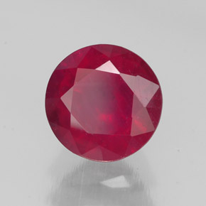 Rubi vermelho natural 2,59ct, corte redondo, SI