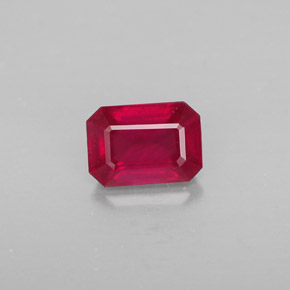 Rubi vermelho natural 1,32ct, corte esmeralda, SI