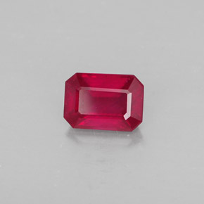 Rubi vermelho natural 1,32ct, corte esmeralda, SI