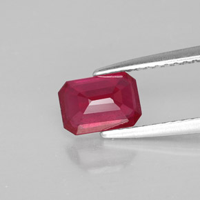 Rubi vermelho natural 1,32ct, corte esmeralda, SI
