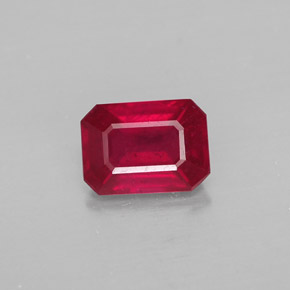 Rubi vermelho natural 1,34ct, corte esmeralda, SI
