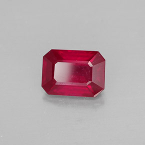 Rubi vermelho natural 1,34ct, corte esmeralda, SI