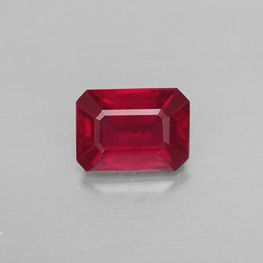 Rubi vermelho natural 1,38ct, corte esmeralda, SI