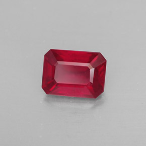 Rubi vermelho natural 1,38ct, corte esmeralda, SI