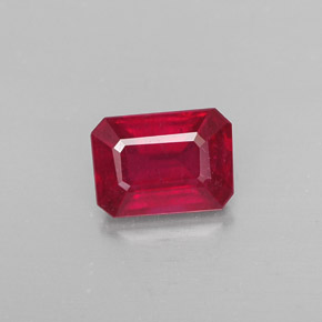 Rubi vermelho natural 1,32ct, corte esmeralda, SI