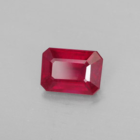 Rubi vermelho natural 1,32ct, corte esmeralda, SI