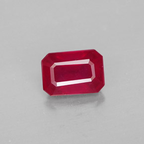 Rubi vermelho natural 1,40ct, corte esmeralda, SI