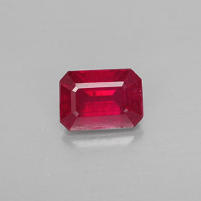 Rubi vermelho natural 1,25ct, corte esmeralda, SI