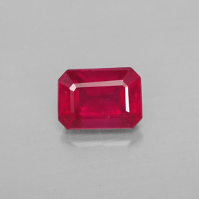 Rubi vermelho natural 1,38ct, corte esmeralda, SI
