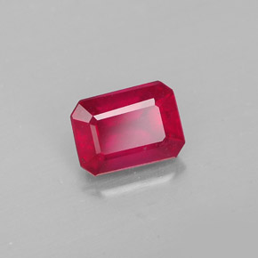 Rubi vermelho natural 1,38ct, corte esmeralda, SI
