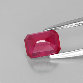 Rubi vermelho natural 1,38ct, corte esmeralda, SI