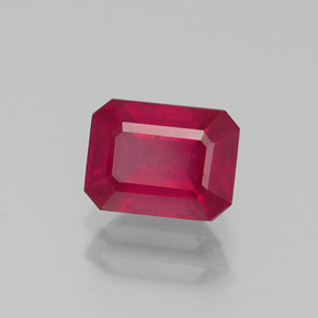 Rubi vermelho natural 1,44ct, corte esmeralda, SI