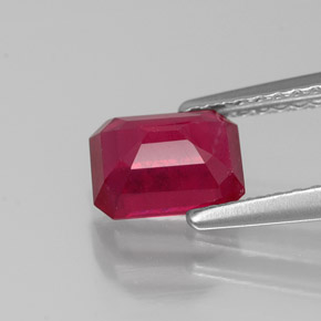 Rubi vermelho natural 1,44ct, corte esmeralda, SI