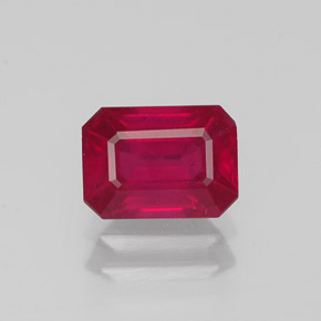 Rubi vermelho natural 1,38ct, corte esmeralda, VS-SI