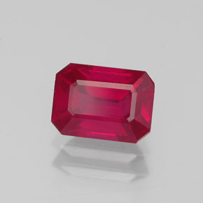 Rubi vermelho natural 1,38ct, corte esmeralda, VS-SI