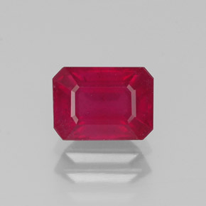 Rubi vermelho natural 1,56ct, corte esmeralda, SI