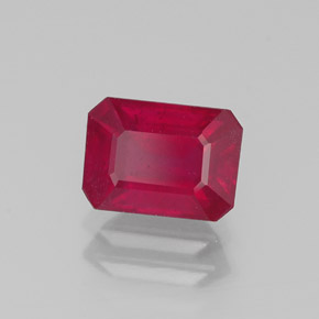 Rubi vermelho natural 1,56ct, corte esmeralda, SI