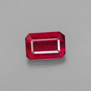 Rubi vermelho natural 1,18ct, corte esmeralda, SI