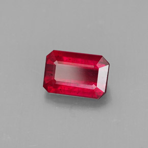 Rubi vermelho natural 1,18ct, corte esmeralda, SI