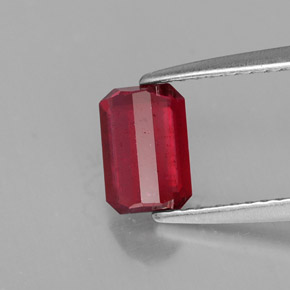 Rubi vermelho natural 1,18ct, corte esmeralda, SI