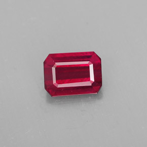 Rubi vermelho natural 1,33ct, corte esmeralda, SI