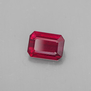 Rubi vermelho natural 1,33ct, corte esmeralda, SI