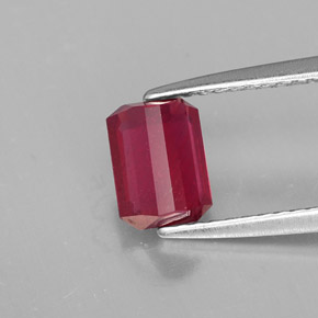 Rubi vermelho natural 1,33ct, corte esmeralda, SI