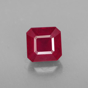 Rubi vermelho natural 1,55ct, corte esmeralda, SI