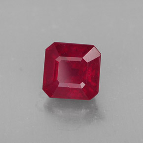 Rubi vermelho natural 1,55ct, corte esmeralda, SI