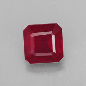 Rubi vermelho natural 1,96ct, corte esmeralda, SI