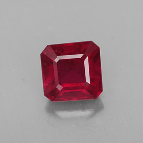 Rubi vermelho natural 1,65ct, corte esmeralda, SI