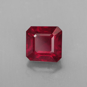 Rubi vermelho natural 1,65ct, corte esmeralda, SI