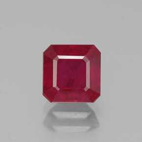 Rubi vermelho natural 1,49ct, corte esmeralda, SI