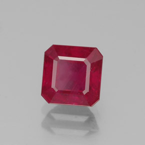 Rubi vermelho natural 1,49ct, corte esmeralda, SI
