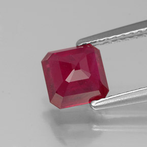Rubi vermelho natural 1,49ct, corte esmeralda, SI