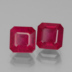 Pedras preciosas de rubi vermelho natural de  ct, corte esmeralda, SI