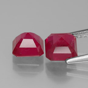 Pedras preciosas de rubi vermelho natural de  ct, corte esmeralda, SI