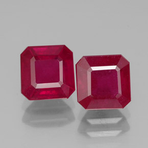 Pedras preciosas de rubi vermelho natural de  ct, corte esmeralda, SI
