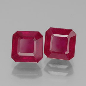 Pedras preciosas de rubi vermelho natural de  ct, corte esmeralda, SI