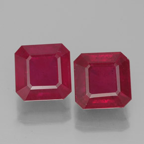 Pedras preciosas de rubi vermelho natural de  ct, corte esmeralda, SI