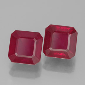 Pedras preciosas de rubi vermelho natural de  ct, corte esmeralda, SI