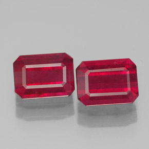 Pedras preciosas de rubi vermelho natural de  ct, corte esmeralda, SI
