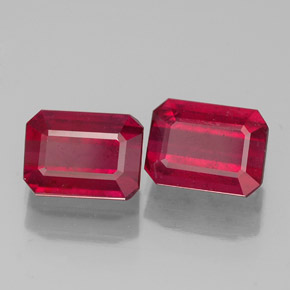 Pedras preciosas de rubi vermelho natural de  ct, corte esmeralda, SI