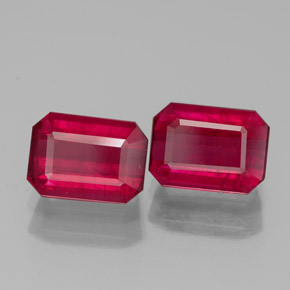 Pedras preciosas de rubi vermelho natural de  ct, corte esmeralda, SI