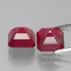 Pedras preciosas de rubi vermelho natural de  ct, corte esmeralda, VS-SI