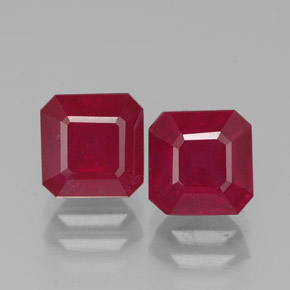Pedras preciosas de rubi vermelho natural de  ct, corte esmeralda, SI